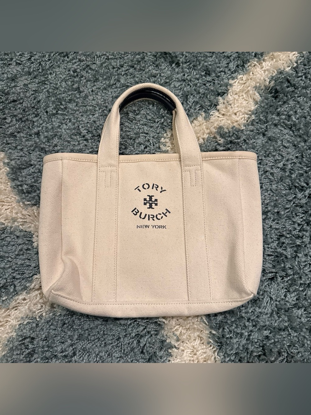 Tory Burch Cream Canvas Logo Tote